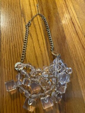 Robert Rose Clear Bead Statement Necklace with Gold Chain